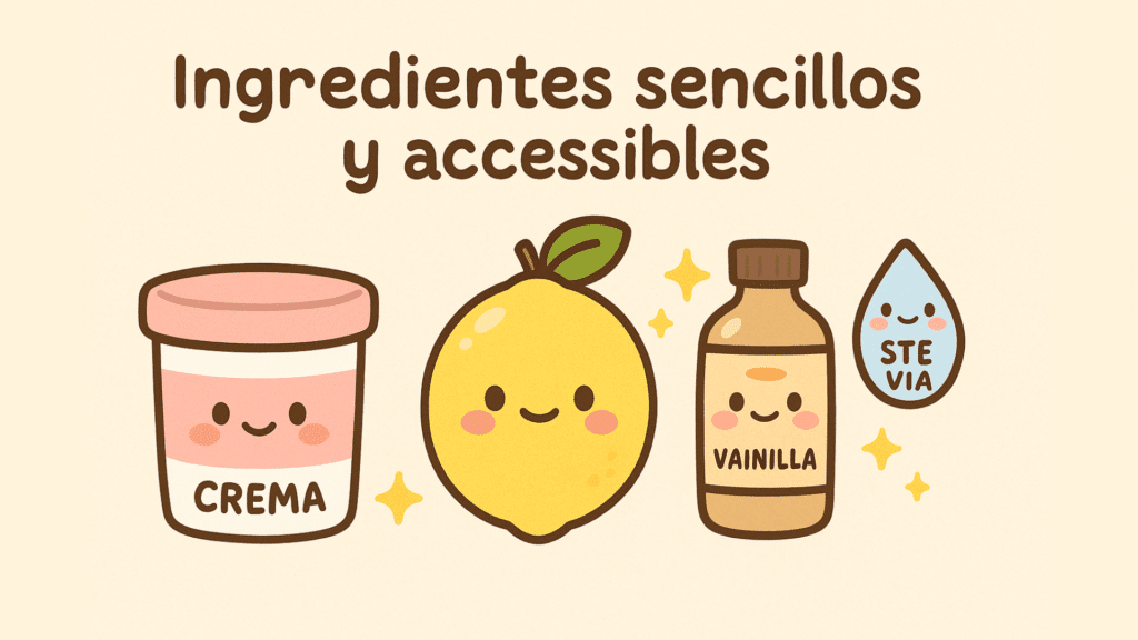 Ingredientes para frosting fácil y rápido de crema y limón