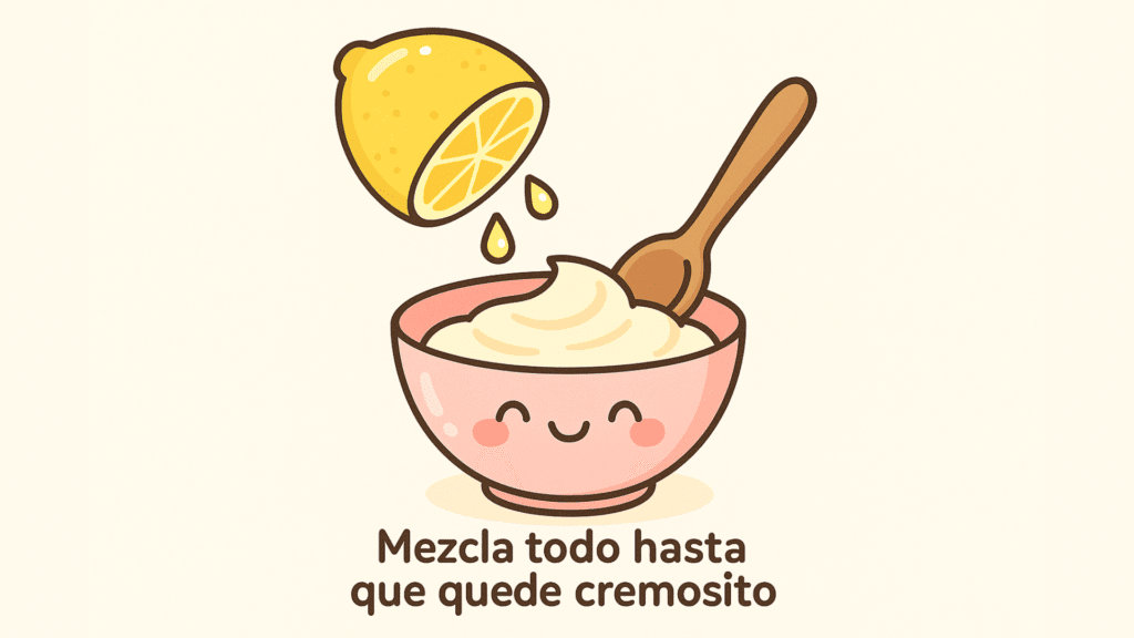 Mezcla de frosting o betún casero fácil de limón y crema para decorar cupcakes o pastelitos