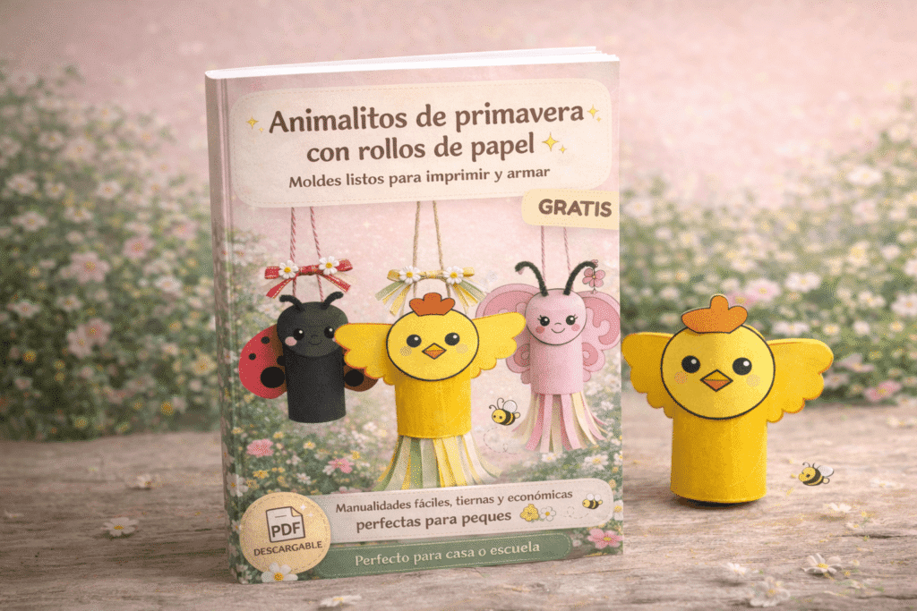 Moldes para animalitos de primavera hechos con rollos de papel higiénico