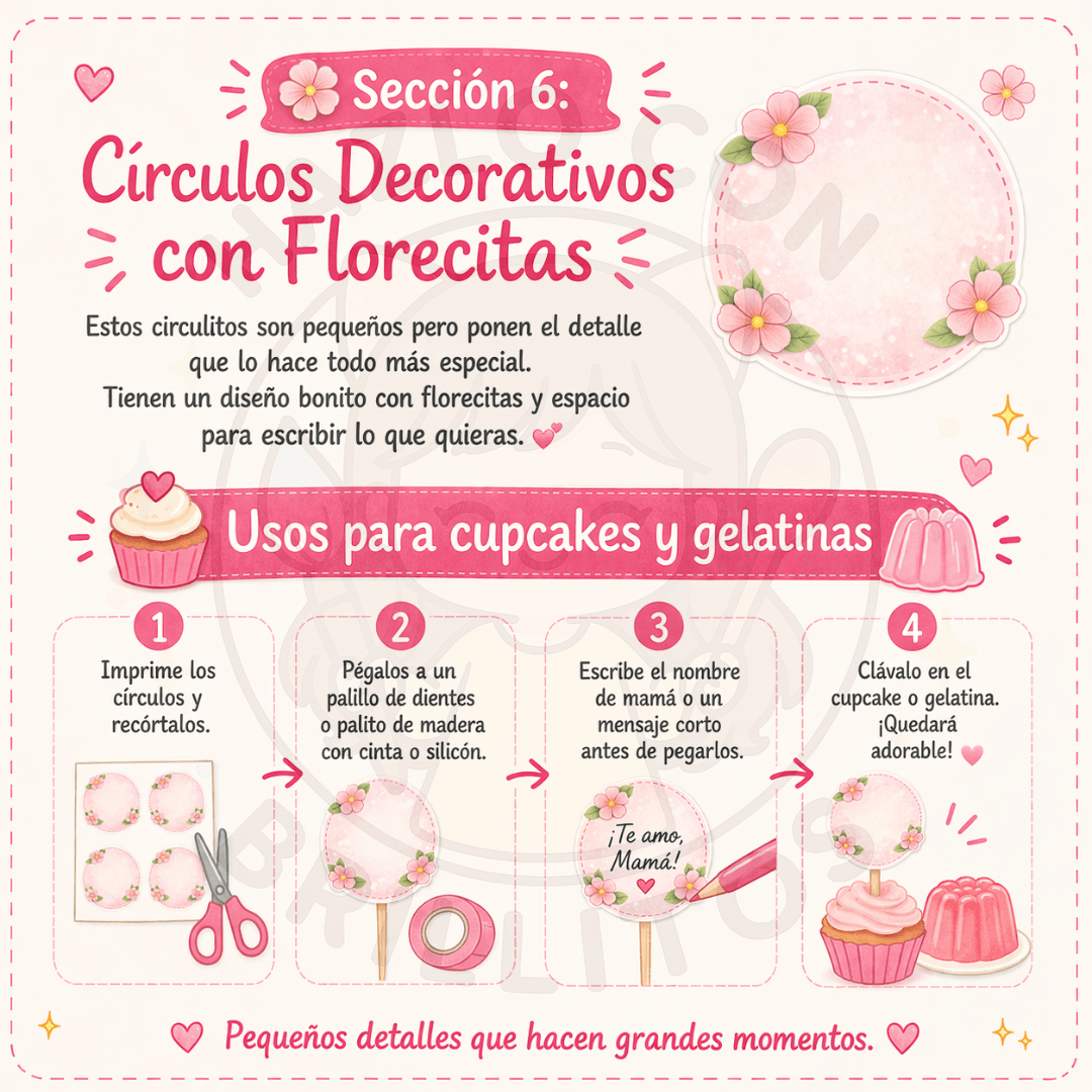 Cómo armar los toppers del Kit Imprimible para el día de las madres de hazlo con brillitos