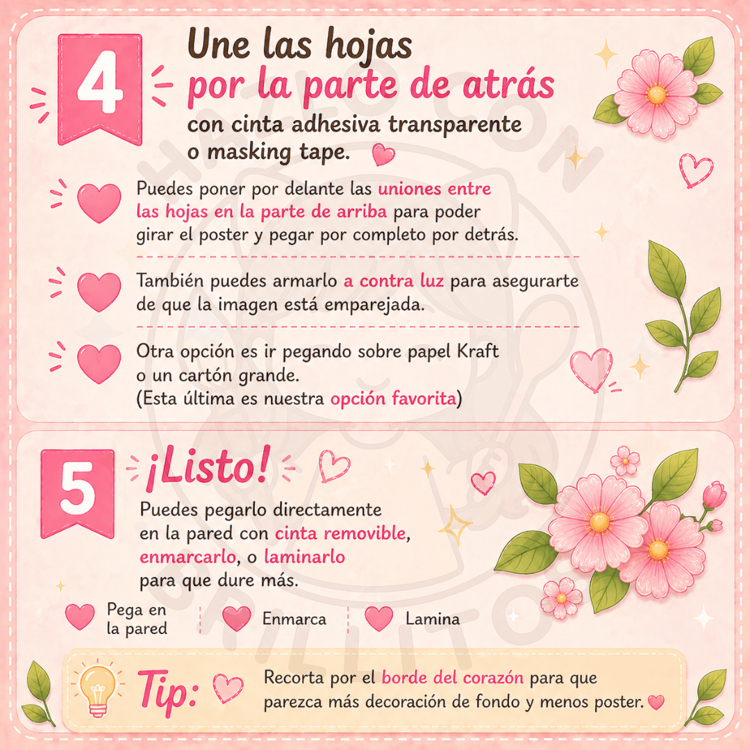 Cómo armar poster del Kit Imprimible para el día de las madres de hazlo con brillitos