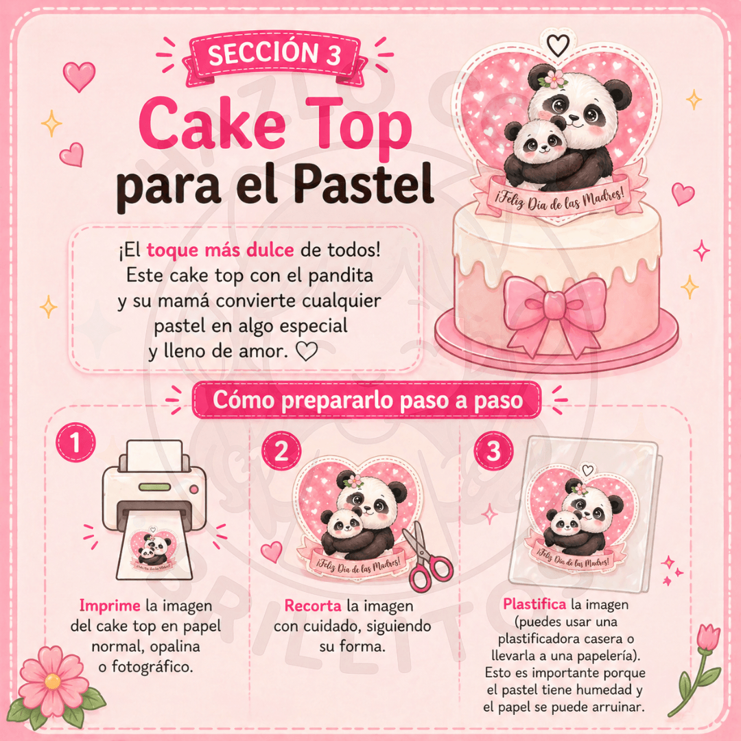 Cake Top, Cake Topper o decoración para pastel del Kit Imprimible para el día de las madres de hazlo con brillitos