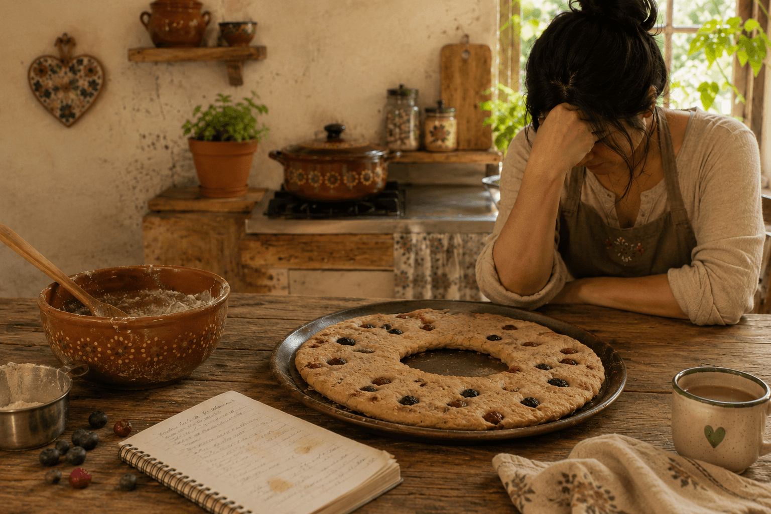 Rosca sin azúcar baja y poco apetitosa, hecha con frutos rojos apagados después de hornearse