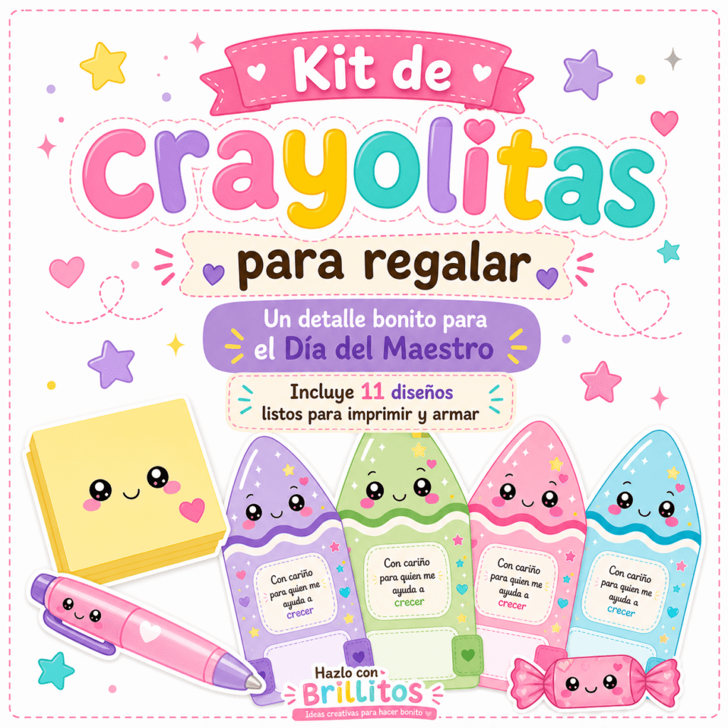 Portada para plantillas de crayola para el día del maestro de hazlo con brillitos